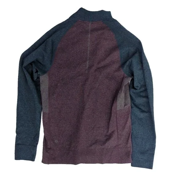 Lululemon Mens Small Pulse Jacket Red Blue Full Zip Pockets Cassis Nautical Navy